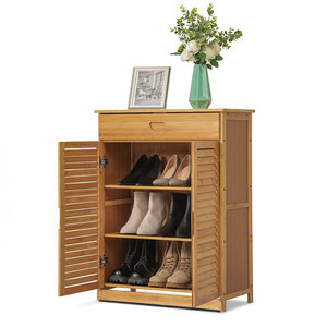 Dreamcraft ชั้นวางรองเท้า3ชั้น1ลิ้นชักแบบทันสมัยอุปกรณ์จัดระเบียบขาตั้ง9คู่ตู้ไม้ไผ่ผ้าห้องโถงแบบคู่ - Product Image 3
