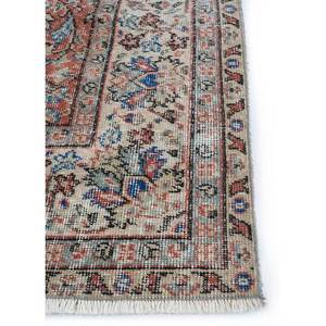 Tapis en laine vintage rouge et orange à motifs floraux, noué à la main, rectangulaire 9x12, pour salon ou couloir - Modèle Pae-2151 pour adolescents - Product Image 4