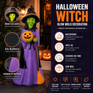 Waterproof Halloween Witch Holding <strong>Pumpkin</strong> for Outdoor Display - Product Image 1