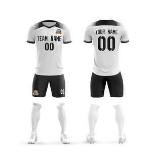 Uniformes de Fútbol Personalizados de Diseño Premium PACE SPORTS, Blancos y Negros, Unisex, Sublimados, 100% Poliéster, Camiseta de Fútbol con Logotipo Personalizado y Pantalones Cortos - Product Image 3