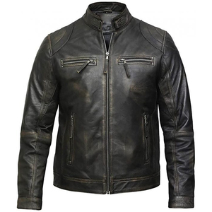 Haute qualité nouvelle mode hommes vestes en cuir personnalisé hiver couleur unie populaire décontracté motard haute rue matelassé respirant - Product Image 4