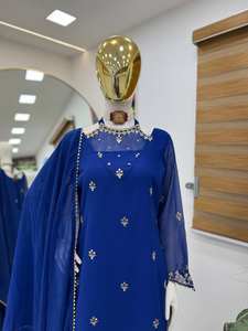 Nuevo Conjunto de Salwar Kameez de Diseño con Bordado de Georgette y Lentejuelas en el Cuello, para Fiesta o Boda, de Secado Rápido y Estilo Moderno - Product Image 2