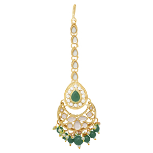 Ensemble de colliers ras du cou kundan élégance émeraude - Product Image 6