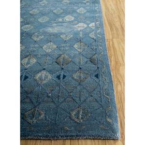 Alfombras de Lana Anudadas a Mano Azules del Lejano Oriente - CX-2225 Alfombra Rectangular Grande con Medallón de Diamantes para Sala de Estar, Dormitorio, Hecha a Mano para Pasillo - Product Image 4