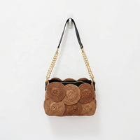 Sac à main vintage en raphia tressé, sac fourre-tout en paille avec bandoulière chaîne pour voyage, plage et shopping
