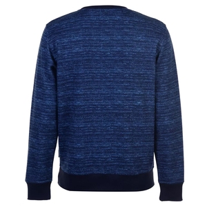 Suéter de Punto Texturizado para Hombre, Azul Marino Melange, Cuello Redondo, con Detalle de Punto en V, Jersey Informal de Felpa - Product Image 3