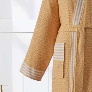 เสื้อคลุมอาบน้ำแบบตุรกีลายทาง คิโมโน สีมัสตาร์ดหรือสีน้ำตาล - Product Image 4