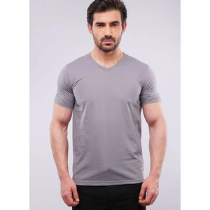 Camiseta de algodón orgánico 100% al por mayor para hombre Cuello clásico transpirable patrón liso estampado Digital poliéster/algodón - Product Image 4