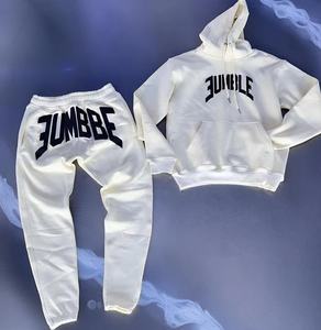 Conception personnalisée 100% coton Survêtement pour hommes Oversize Heavyweight Quick Dry Puff Print Unisex Hoodies And Sweatpants Set - Product Image 1