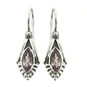 Bijoux en argent 925 pour femmes, élégantes boucles d'oreilles pendantes en améthyste, accessoire de mode - Product Image 3