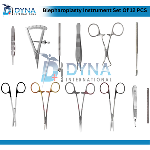 Ensemble d'instruments de blepharoplastie manuels en acier inoxydable de qualité supérieure certifiés CE, 12 pièces, réutilisables, pour chirurgie plastique - Product Image 1