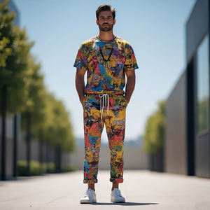 Personalizar impreso camiseta pantalón conjunto hombres verano Jogging manga corta sublimación camiseta pantalón camiseta chándal hombres - Product Image 3