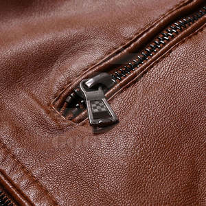 Chaqueta de cuero para hombre de ajuste holgado con cremallera completa, talla grande, para invierno, venta al por mayor - Product Image 6