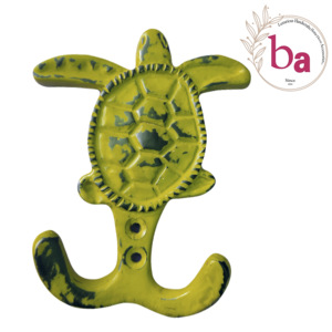 Venta al por mayor amarillo desgastado hierro fundido mar tortuga Animal pared abrigo y sombrero llavero percha precio muy barato disponible - Product Image 1