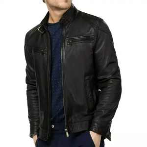 Chaqueta de Cuero para Hombre de Alta Calidad, 100% Cuero Genuino, Cuello Alto, Ecológica, para Invierno, Personalizable en la Parte Delantera - Product Image 5