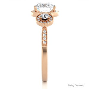 1,3 Ct Round Lab Grown Diamond Anillo de compromiso Tres piedras Oro Rosa Estilo bohemio IGI Certificado Regalo de aniversario para ella - Product Image 3