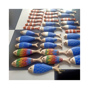 Décoration murale en bois artisanale VietChoice, poissons multicolores, créatures marines, style bohème, décoration intérieure - Product Image 3
