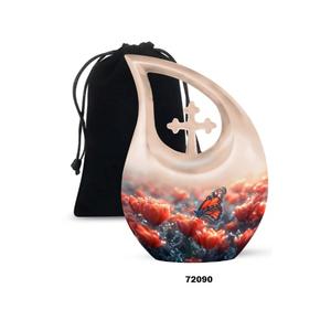 Top High Quality Beautiful Pink Butterfly <b>Small</b> Keepsake Tear Drop Cremation Adult <b>Urn</b> <b>for</b> <b>Human</b> <b>Ashes</b> With Free Velvet Bag - Product Image 5