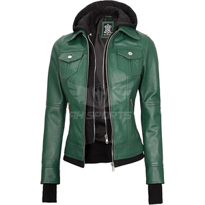 Premium Women's Hooded <b>Leather</b> <b>Jacket</b> Genuine Lambskin Custom Outerwear by Exporters and Suppliers Stylish and Comfortable - Product Image 1
