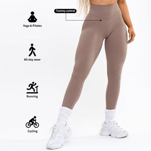 Pantalons de sport à taille haute doux et personnalisés, pantalons de yoga serrés, leggings de yoga pour femmes, taille en forme de V, lifting des fesses - Product Image 5