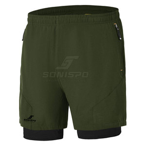 Pantalones Cortos Deportivos para Hombre, Cintura Media, Elásticos, de Secado Rápido, Precio Bajo, Logotipo Personalizado, Diseño Sólido, Estilo Casual, Teñido Liso - Product Image 1