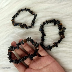 Natural Tiger Eye Chips <b>Bracelet</b> Crystal Stone Beaded Stretch <b>Bracelet</b> <b>Healing</b> Gemstone Jewelry for Men Women - Product Image 2