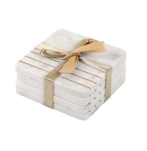 Dessous de verre en marbre personnalisé cadeaux usine personnaliser gris et blanc pierre tasse à café tapis de table Design unique personnalisé - Product Image 2