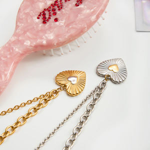 J&<b>D</b> Two-Tone 18K Gold Rhodium Heart Pendant <b>Necklace</b> Handmade Chain Stylish Diamond Geometric Pattern Trendy Vintage for Gift - Product Image 4