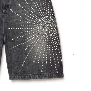 Nueva llegada de moda, pantalones cortos de mezclilla para hombre de verano con diseño único, pantalones de estilo callejero, pantalones vaqueros cortos de diamantes de imitación para hombre de alta calidad - Product Image 5