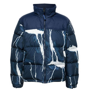 Chaqueta acolchada bomber burbuja con capucha impermeable de calle alta con diseño OEM personalizado para hombre invierno con cuello levantado y posición de logotipo frontal - Product Image 1