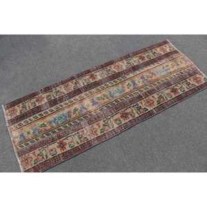 2.1x5.5 ft <b>Runner</b> Turkish Rug, Vintage Rug, <b>Red</b> Blue Moroccan Wool Rug - Product Image 1