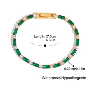 Bracelet tennis en argent 925 pour femme, serti de moissanite vert émeraude, empilable, superposable, bijou de luxe tendance, cadeau - Product Image 1