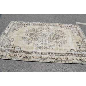 Alfombra turca Vintage clásica Beige 5,2X8,7 pies hecha a mano felpa pila altura lana piel látex Patchwork rectángulo para dormitorios adolescentes - Product Image 3