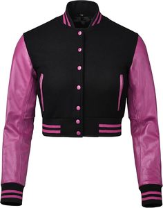 Femmes XL Taille Laine Varsity Veste Manches En Cuir Imprimé Lettres Brodées Avant Logo En Gros Cropped Varsity Vestes - Product Image 5