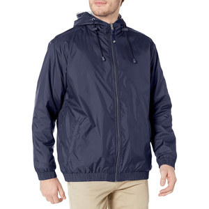 Blouson bomber vert à capuche pour homme, coupe-vent, fermeture éclair, décontracté, été, polyester, logo avant, service OEM - Product Image 3