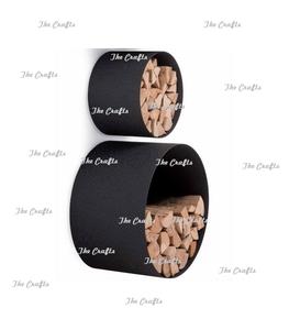 Porte-bûches en fer noir robuste, taille et forme personnalisées, pour usage extérieur et intérieur - Product Image 6