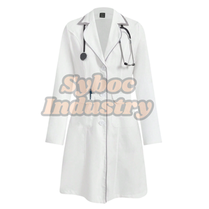 Blouse de laboratoire dentaire blanche pour femmes blouse de laboratoire de docteur en coton respirant de style à manches longues pour femme - Product Image 1