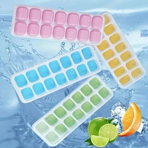 Bac à glaçons en silicone 14 compartiments, démoulage facile, couvercle amovible flexible, 4 couleurs, empilable, moule pour cuisine et boissons - Product Image 5