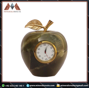 High Quality Handmade Superb Onyx Marble Table <b>Clock</b> Army Green Apple Design Eco-Friendly Folk Art Office Home Natural Crafts - Product Image 5