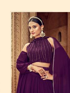 El último diseñador Pure Faux Georgette Hand Work Lehenga Choli de Fab Zone - Product Image 5