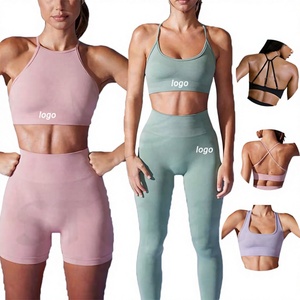 Custom Logo Hot Solid Color Fashion Activewear Clothing Sexy <b>Yoga</b> Sport Top Gym Wear Workout Women <b>Yoga</b> Gym Fitness <b>Sets</b> - Product Image 1