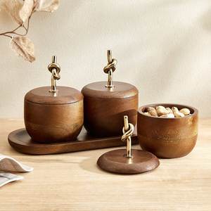 Plateau de service en bois avec bol amovible pour les collations et les trempettes Plateau en bois artisanal de qualité supérieure avec bol pour servir des collations - Product Image 6