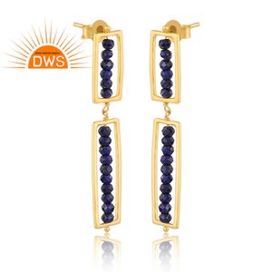 Último diseño de plata esterlina 18K chapado en oro Natural lapislázuli piedra preciosa colgante pendiente Demi joyería fina fabricante - Product Image 2