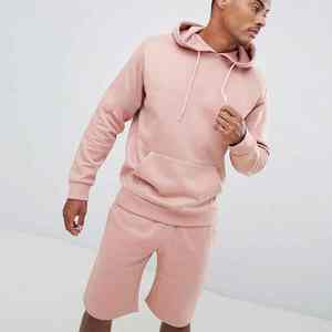 Sweat-shirt pull personnalisé imprimé couleurs délavées ensembles de shorts en coton épais ensemble de survêtements à capuche décontractés jogger pour hommes - Product Image 4