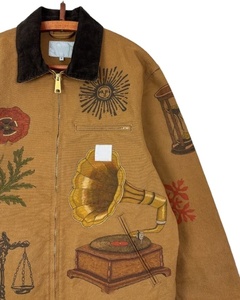 Chaqueta cortavientos de mezclilla para hombre, pintada a mano, con cierre de cremallera, estampado floral, impresión personalizada, impermeable y transpirable - Product Image 4