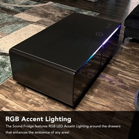 Table basse intelligente moderne avec réfrigérateur intégré, haut-parleur Bluetooth, lumière d'ambiance et son