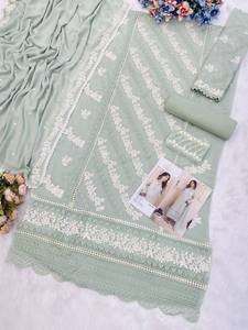 ชุดเทศกาลผ้าจอร์เจียเทียมปักเลื่อมและซาริชุดเสื้อผ้าแฟชั่นสำหรับผู้หญิงผู้ผลิตและผู้จัดจำหน่ายจากอินเดีย - Product Image 5