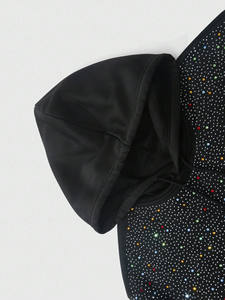 Sudadera con capucha para hombre de alta calidad con diseño callejero americano, decoración de diamantes de imitación, patrón sólido, todo el logotipo de diamantes de imitación en la parte delantera - Product Image 2