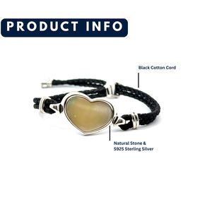 Brazaletes Elegantes de Plata 925 con Forma de Corazón y Cristal, Ajustables y Personalizables, con Cordón de Perla Amarilla, para Mujeres Modernas - Product Image 2