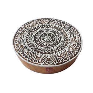 Creative 6-Inch Round Wooden <b>Stamp</b> with Mandala Pattern for Crafting-1 Pc - Product Image 1